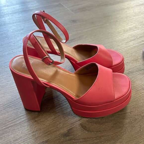 Wild Fable Platform Slingback Sandals Pink Size 10 High Block Heel Party Shoes - Picture 2 of 10